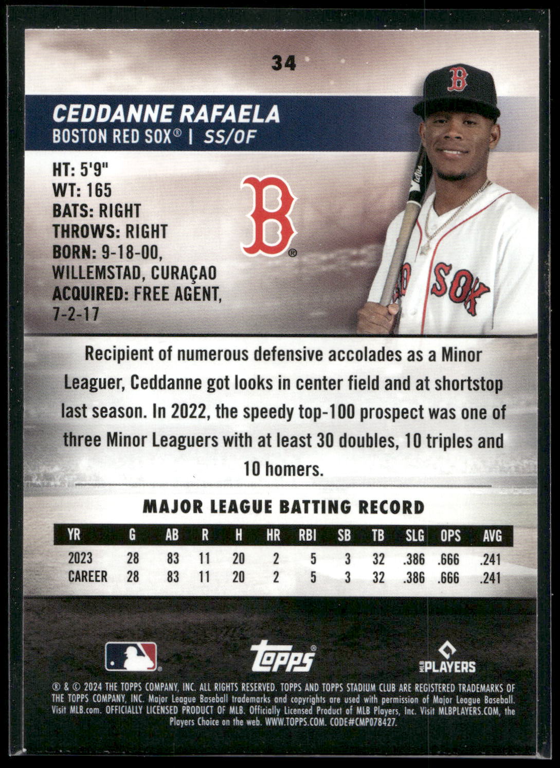 2024 Stadium Club #34 Ceddanne Rafaela