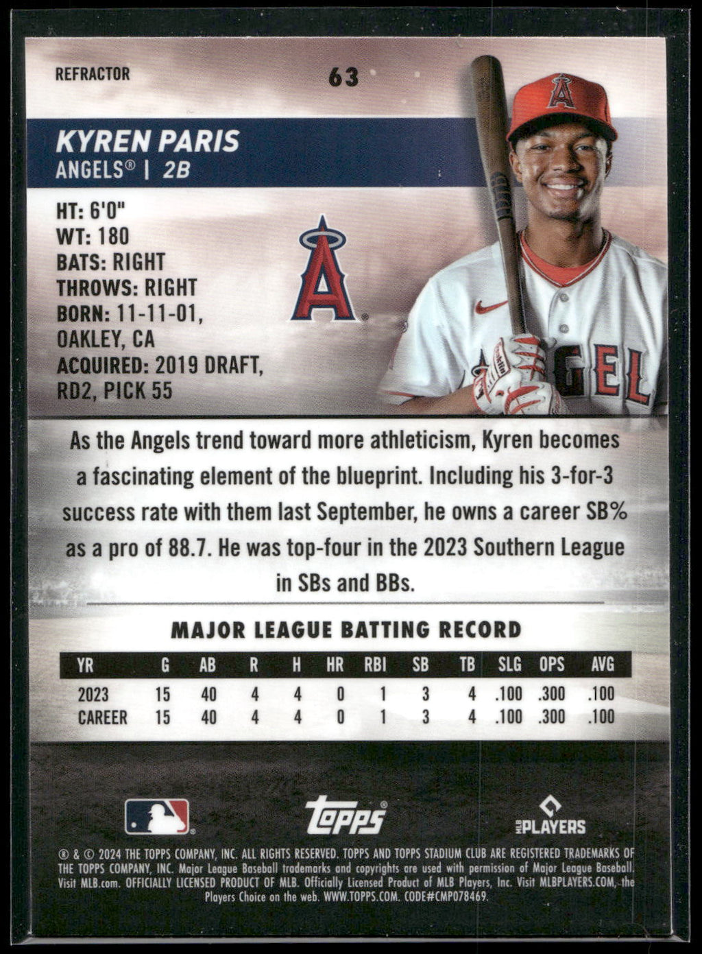 2024 Stadium Club #63 Kyren Paris