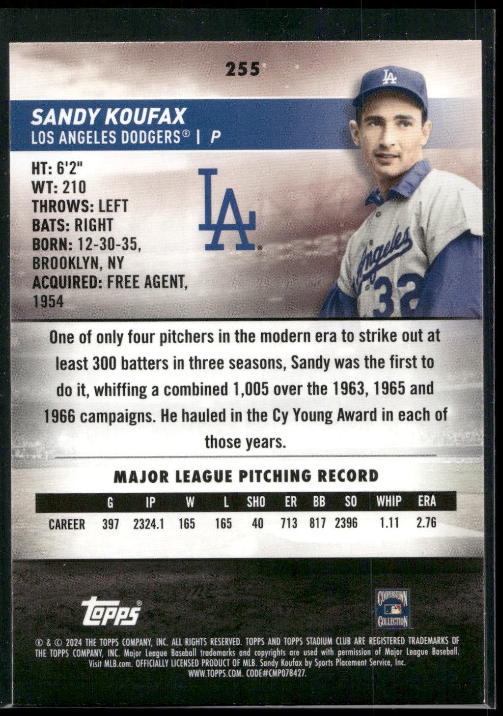 2024 Stadium Club #255 Sandy Koufax