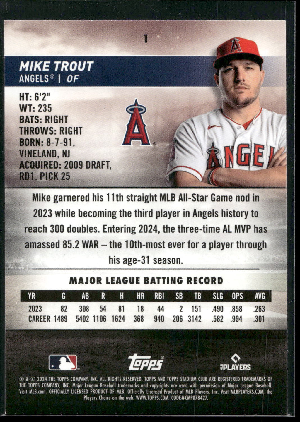 2024 Stadium Club #1 Mike Trout