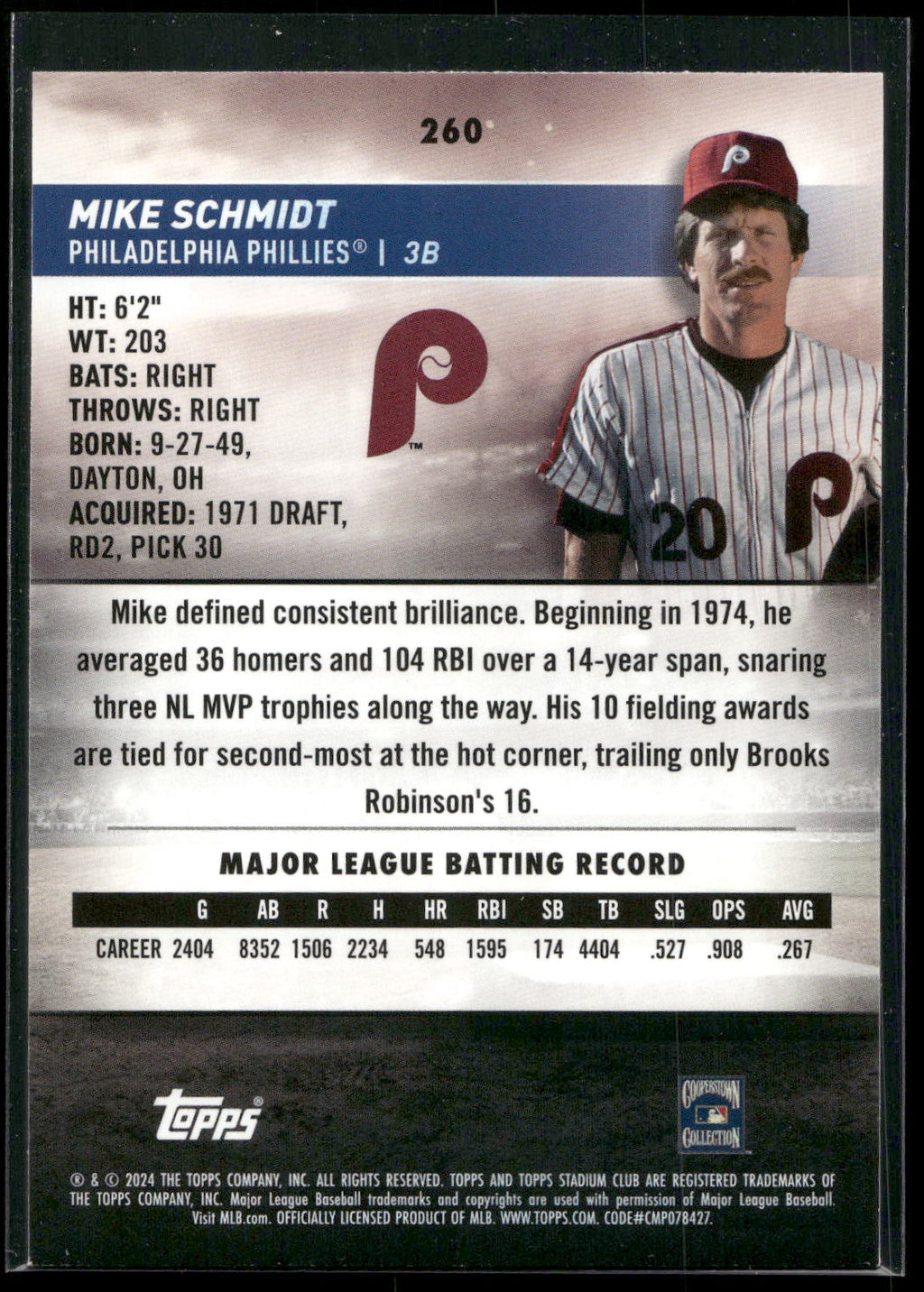 2024 Stadium Club #260 Mike Schmidt