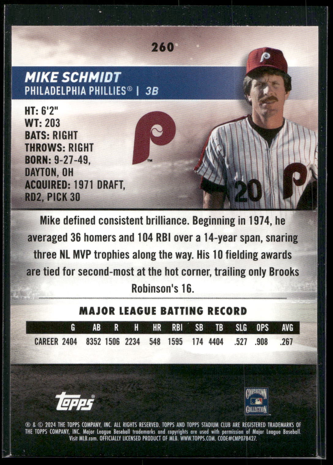 2024 Stadium Club #260 Mike Schmidt