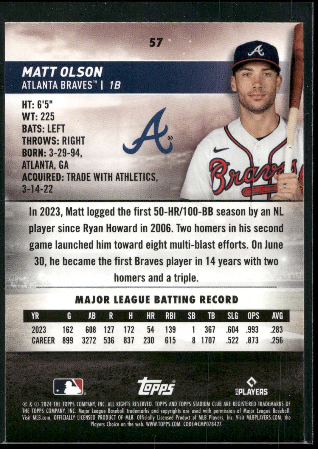 2024 Stadium Club #57 Matt Olson