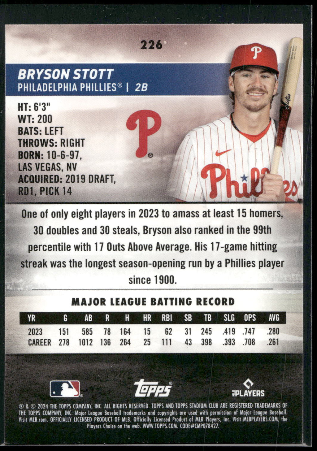 2024 Stadium Club #226 Bryson Stott