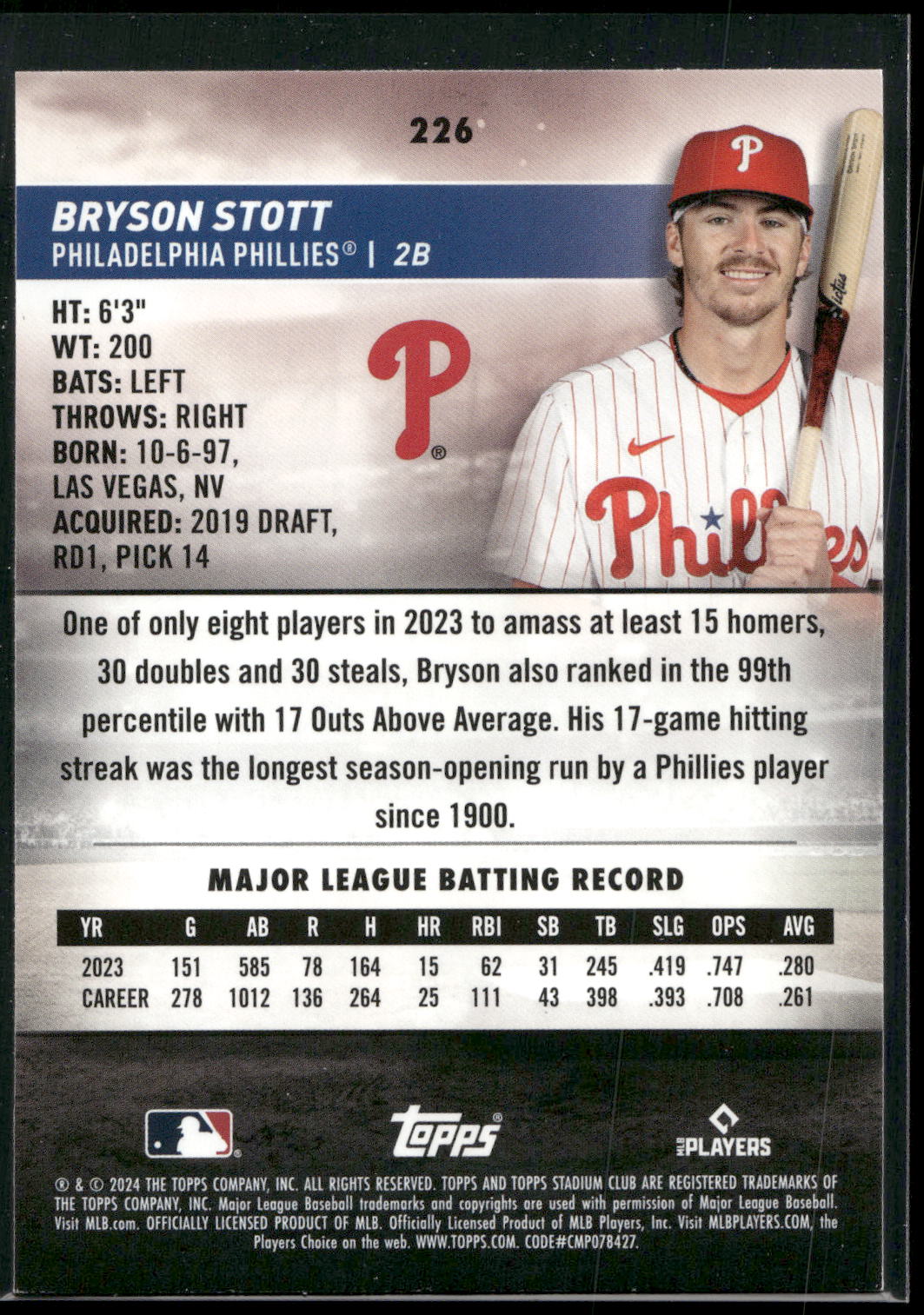2024 Stadium Club #226 Bryson Stott