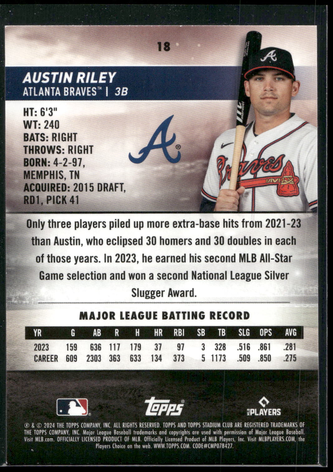 2024 Stadium Club #18 Austin Riley