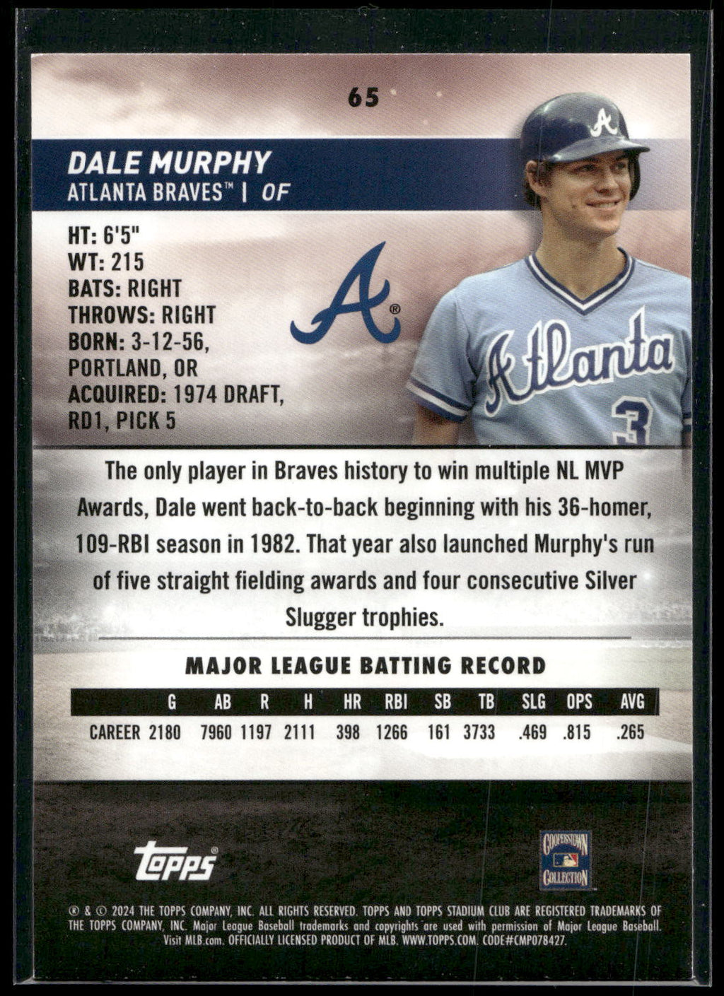 2024 Stadium Club #65 Dale Murphy