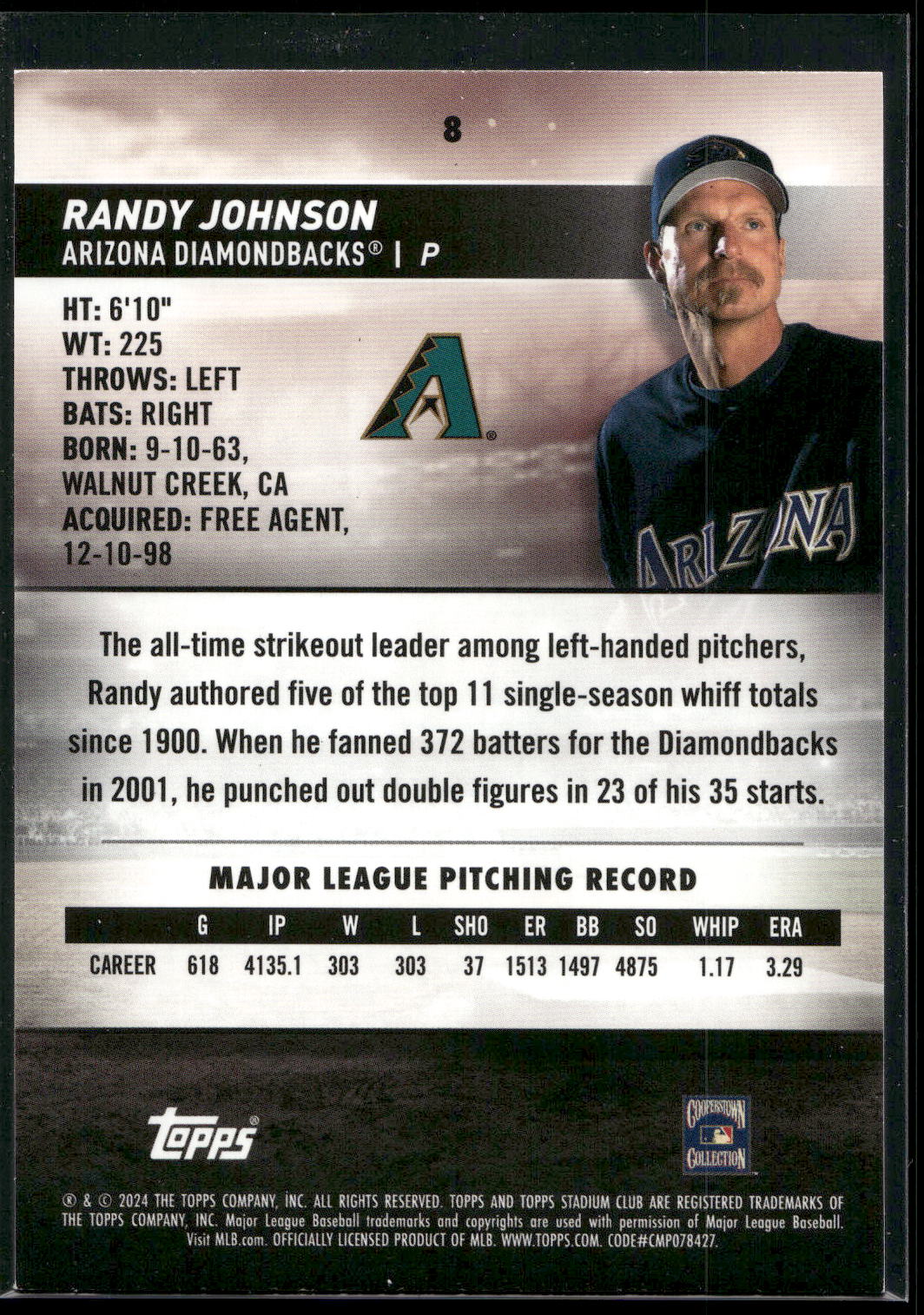 2024 Stadium Club #8 Randy Johnson
