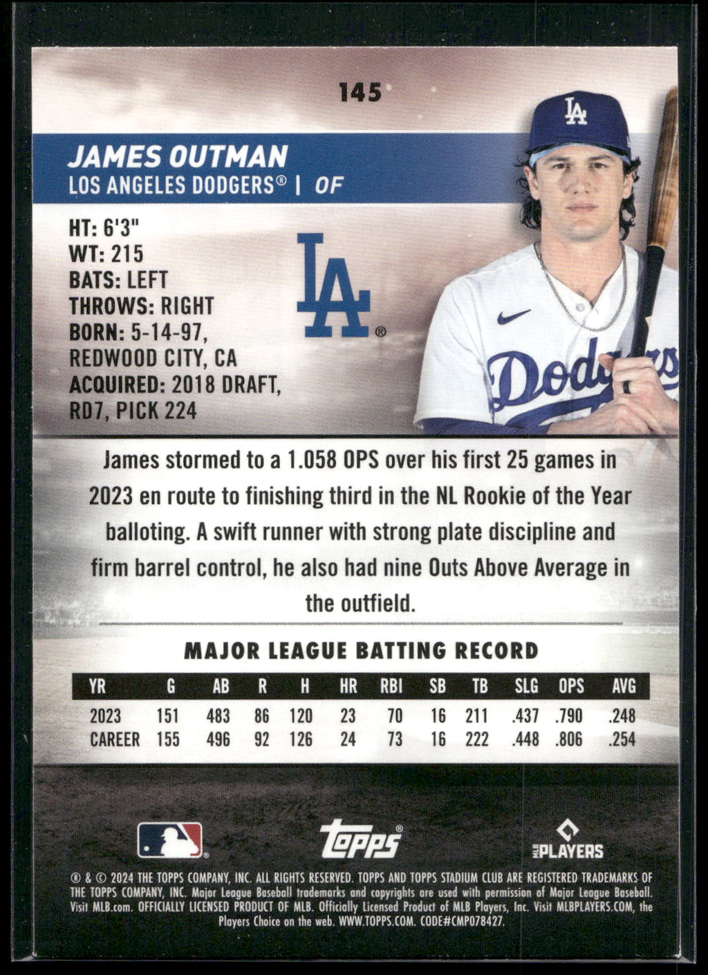 2024 Stadium Club #145 James Outman