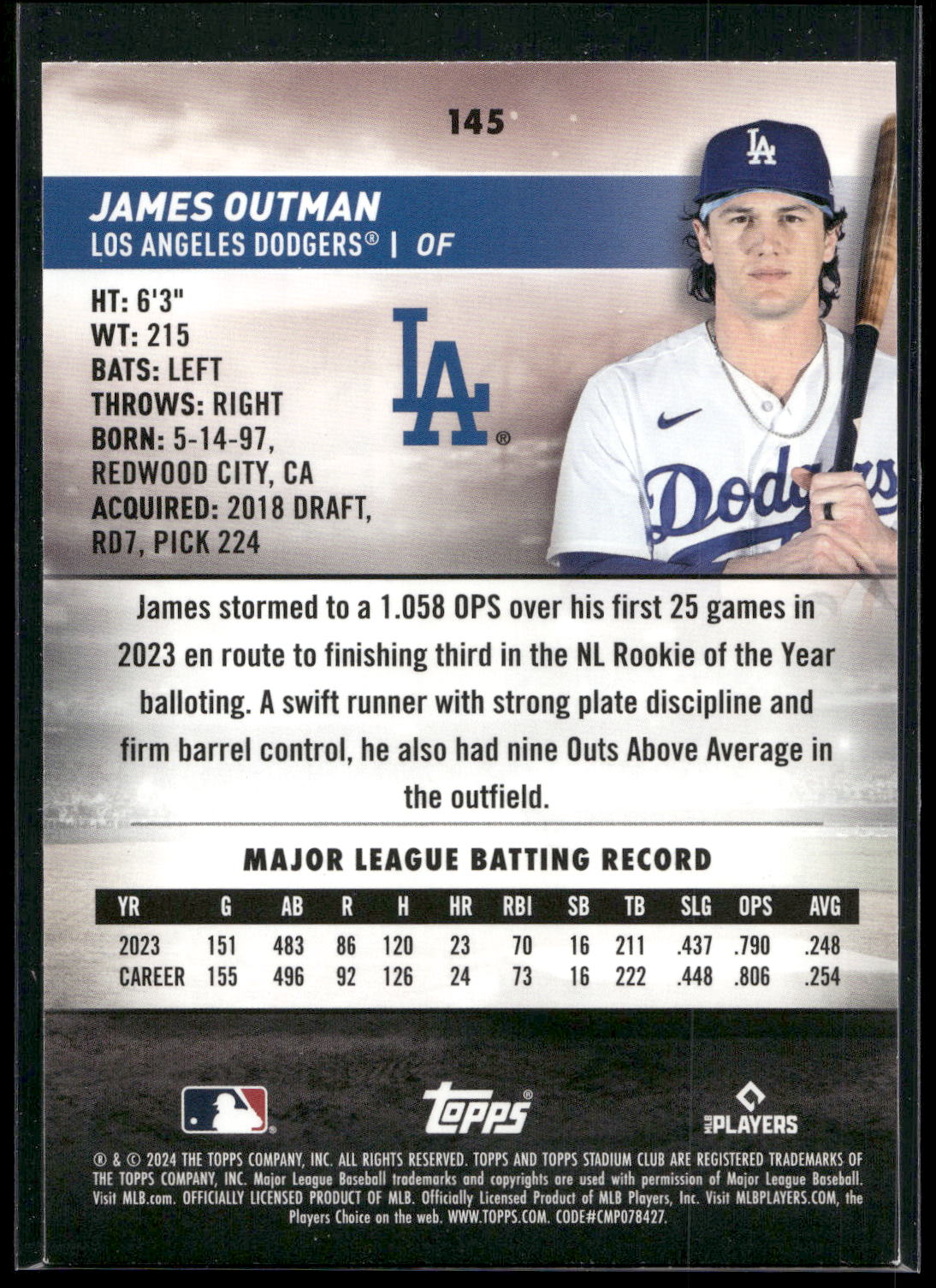 2024 Stadium Club #145 James Outman