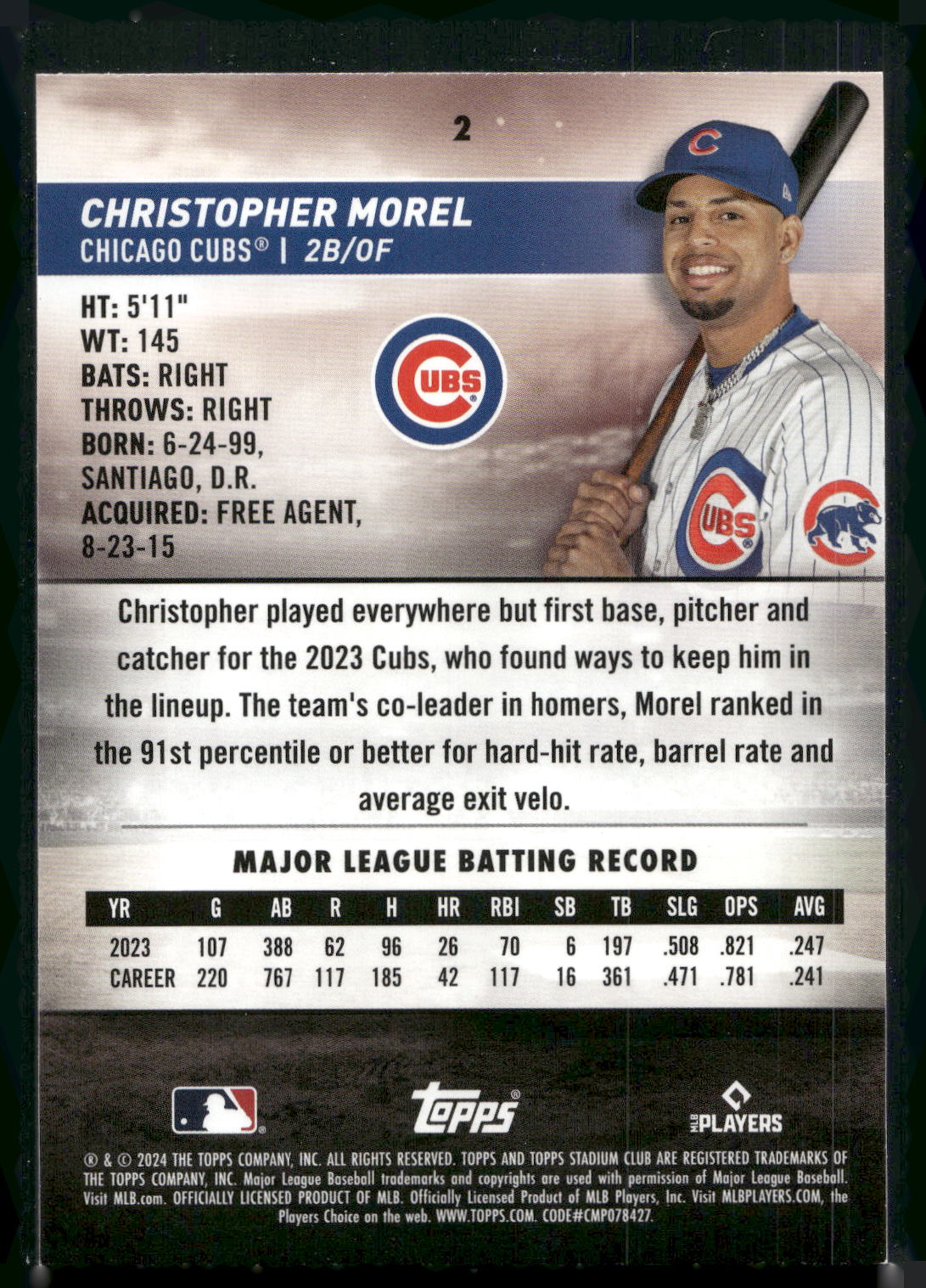 2024 Stadium Club #2 Christopher Morel