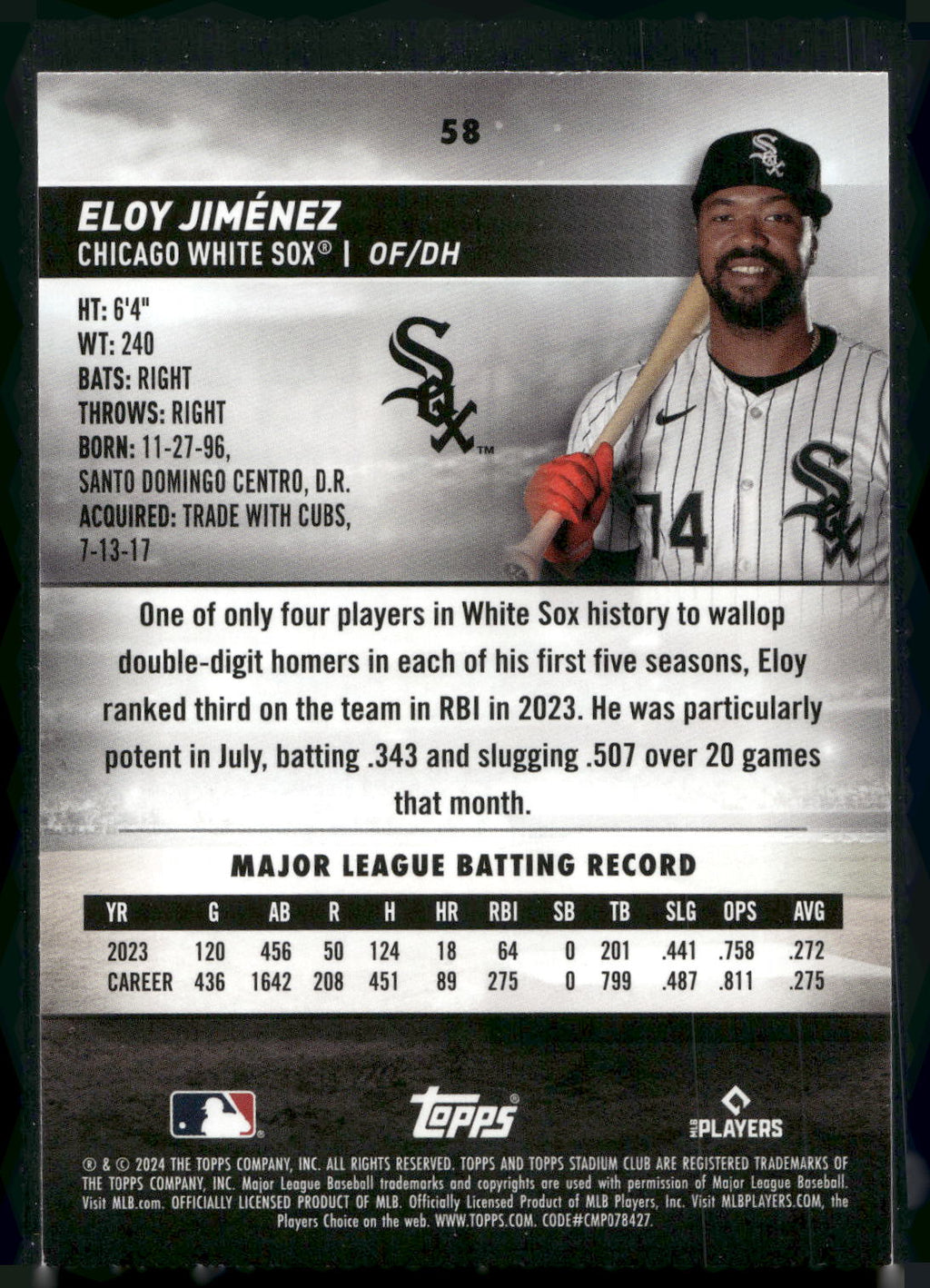 2024 Stadium Club #58 Eloy Jiménez