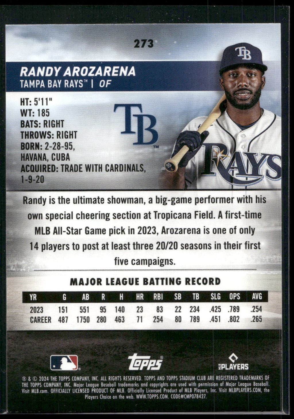 2024 Stadium Club #273 Randy Arozarena