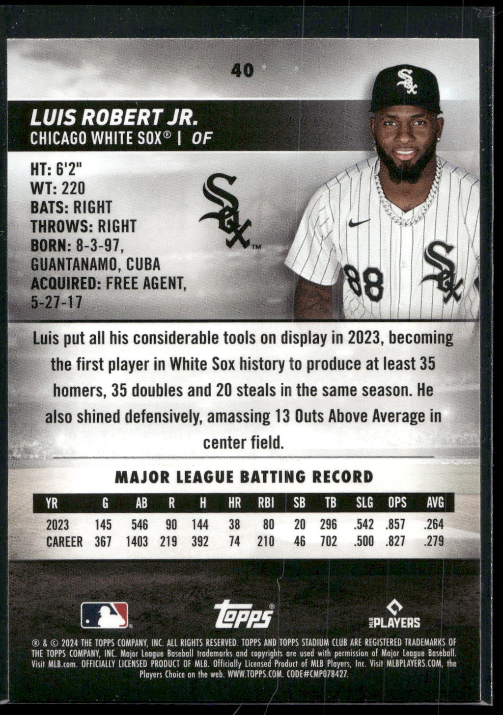 2024 Stadium Club #40 Luis Robert Jr.
