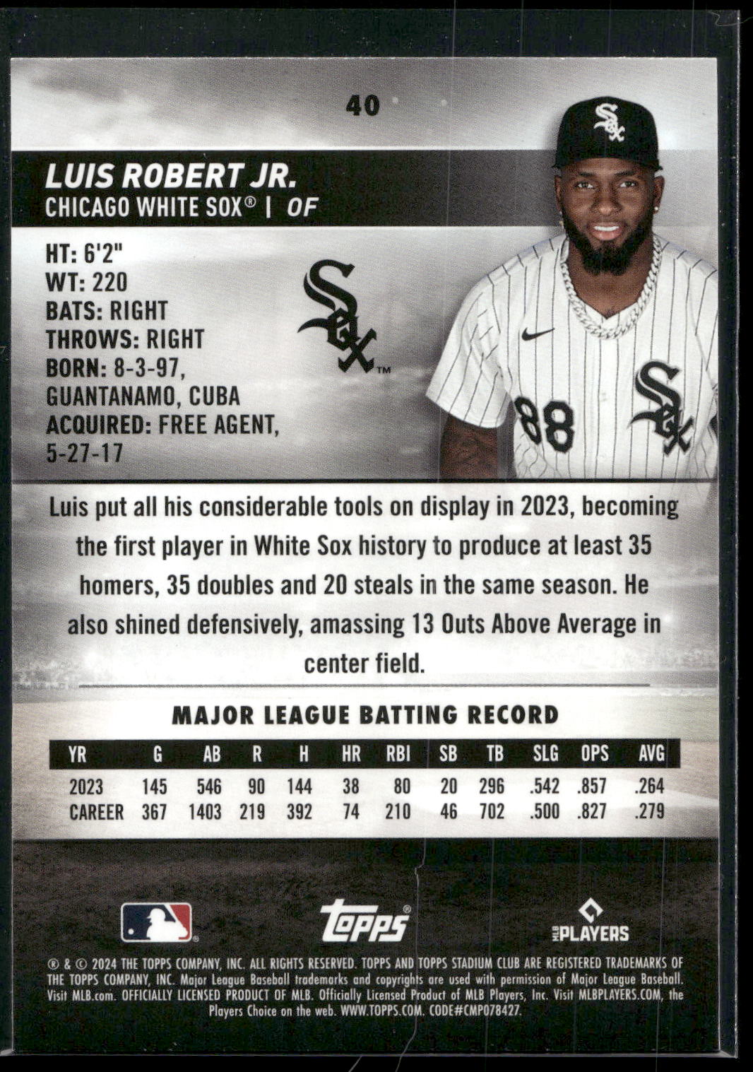 2024 Stadium Club #40 Luis Robert Jr.