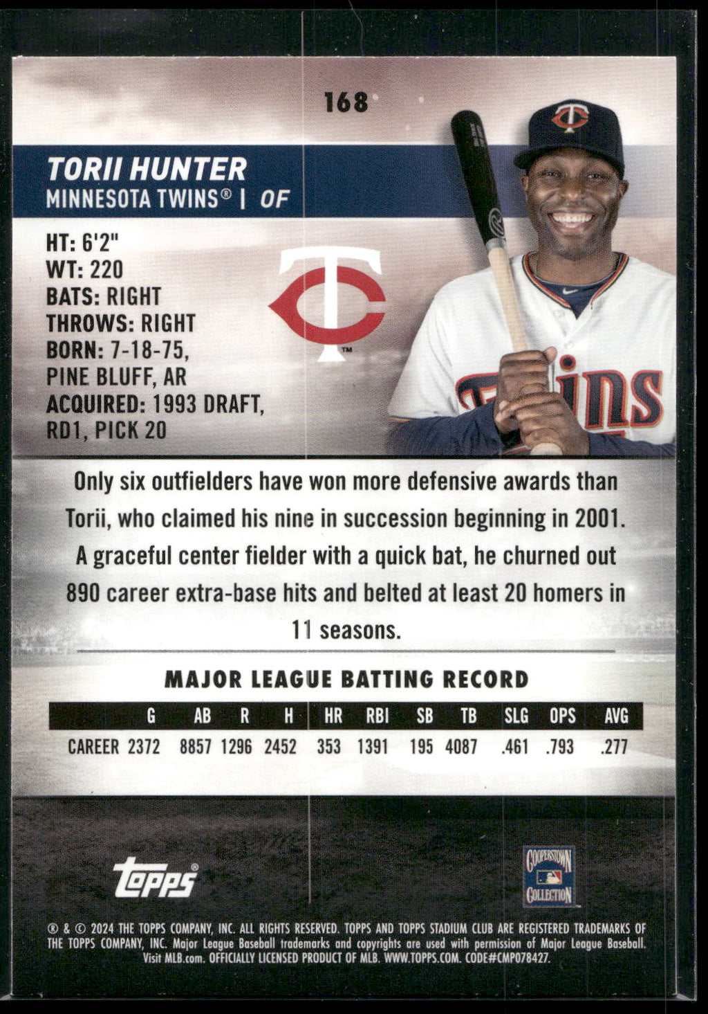 2024 Stadium Club #168 Torii Hunter