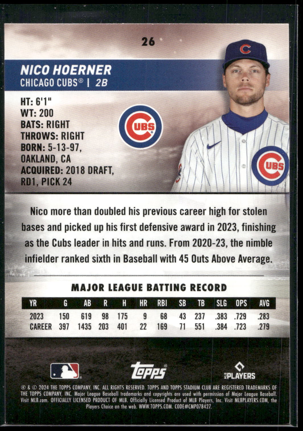 2024 Stadium Club #26 Nico Hoerner
