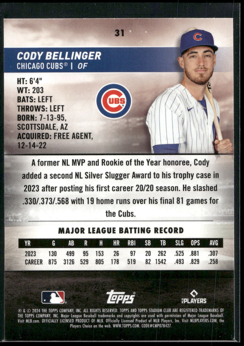 2024 Stadium Club #31 Cody Bellinger