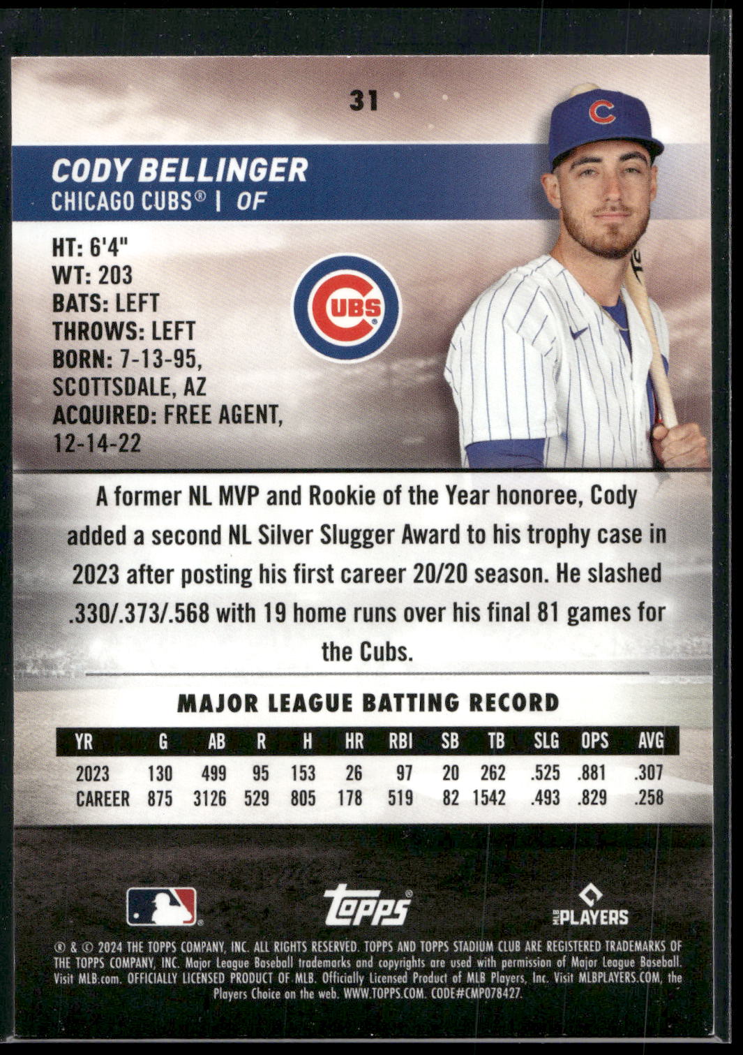 2024 Stadium Club #31 Cody Bellinger