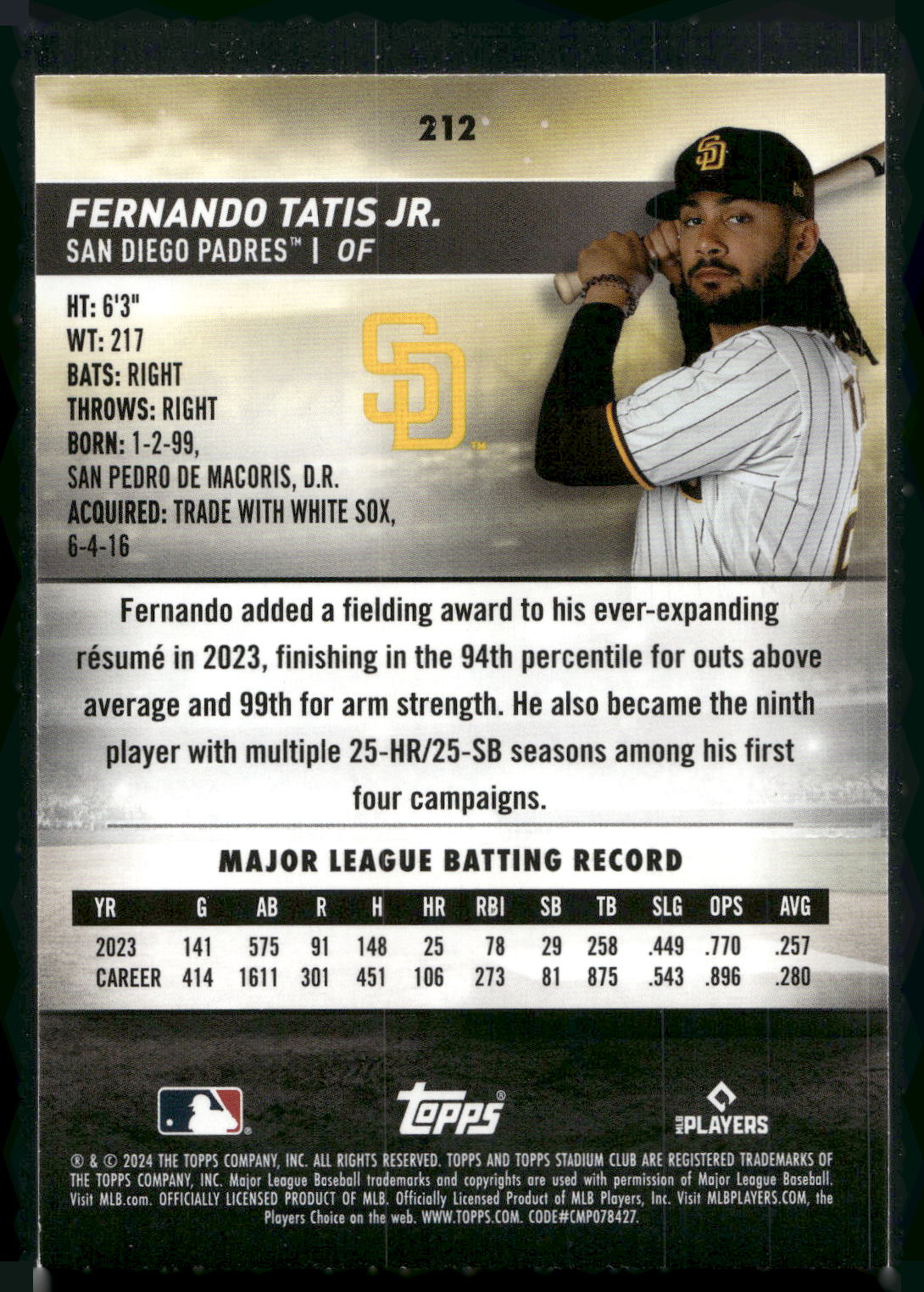 2024 Stadium Club #212 Fernando Tatis Jr.