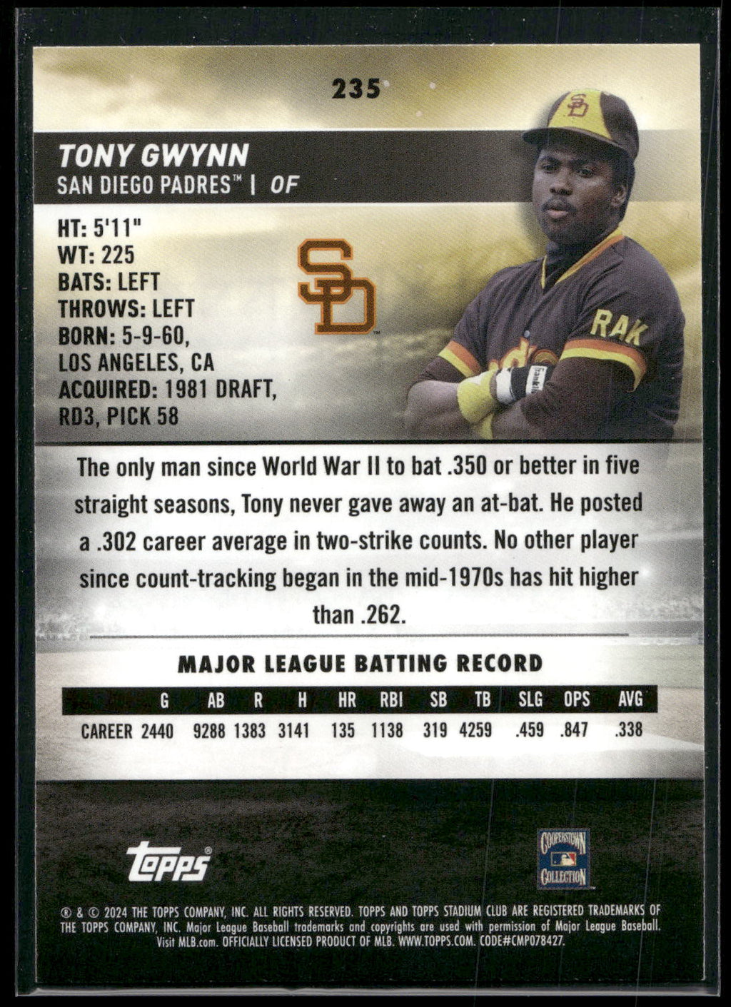 2024 Stadium Club #235 Tony Gwynn