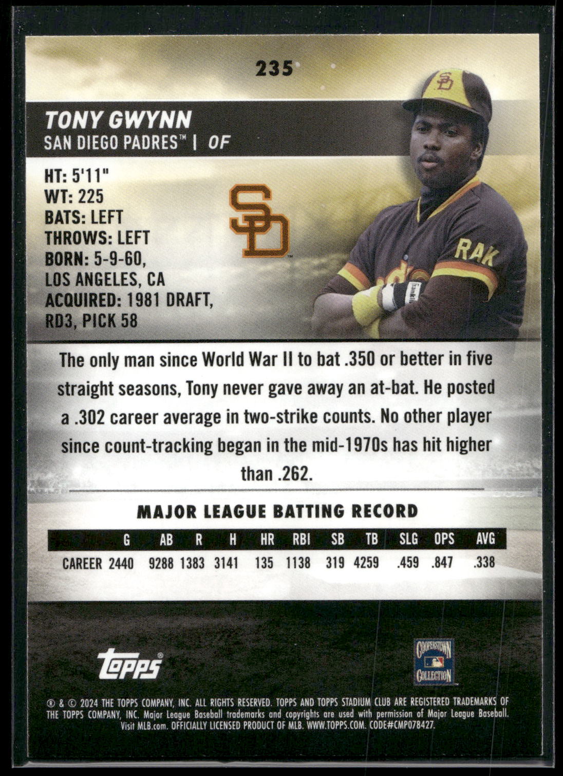2024 Stadium Club #235 Tony Gwynn