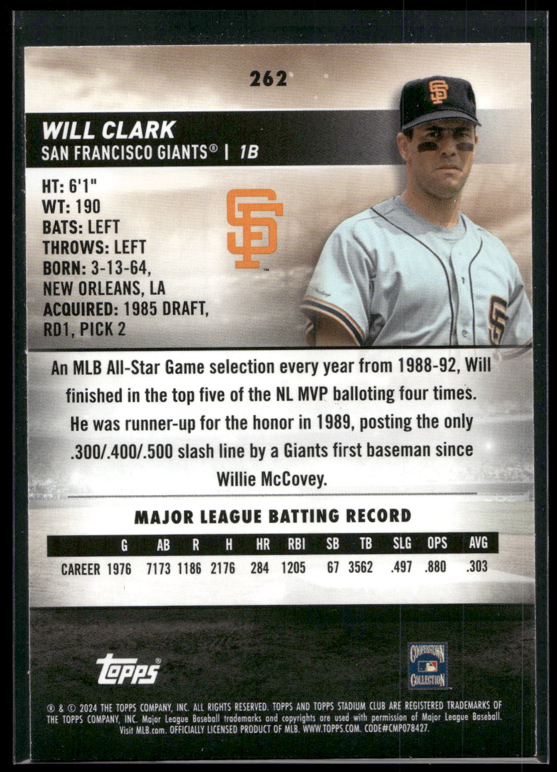 2024 Stadium Club #262 Will Clark