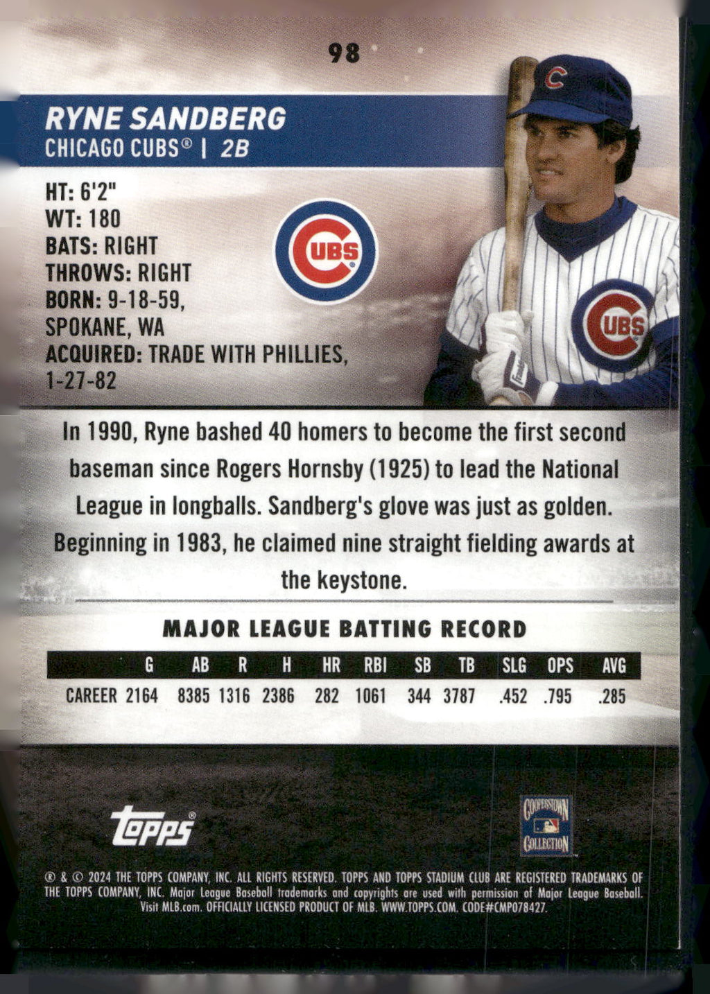 2024 Stadium Club #98 Ryne Sandberg