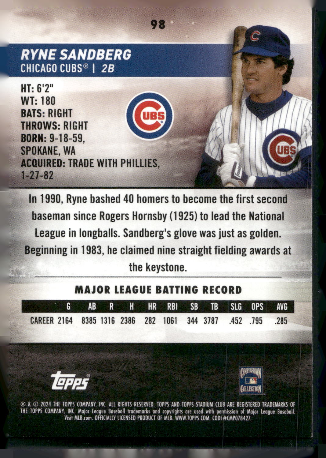 2024 Stadium Club #98 Ryne Sandberg