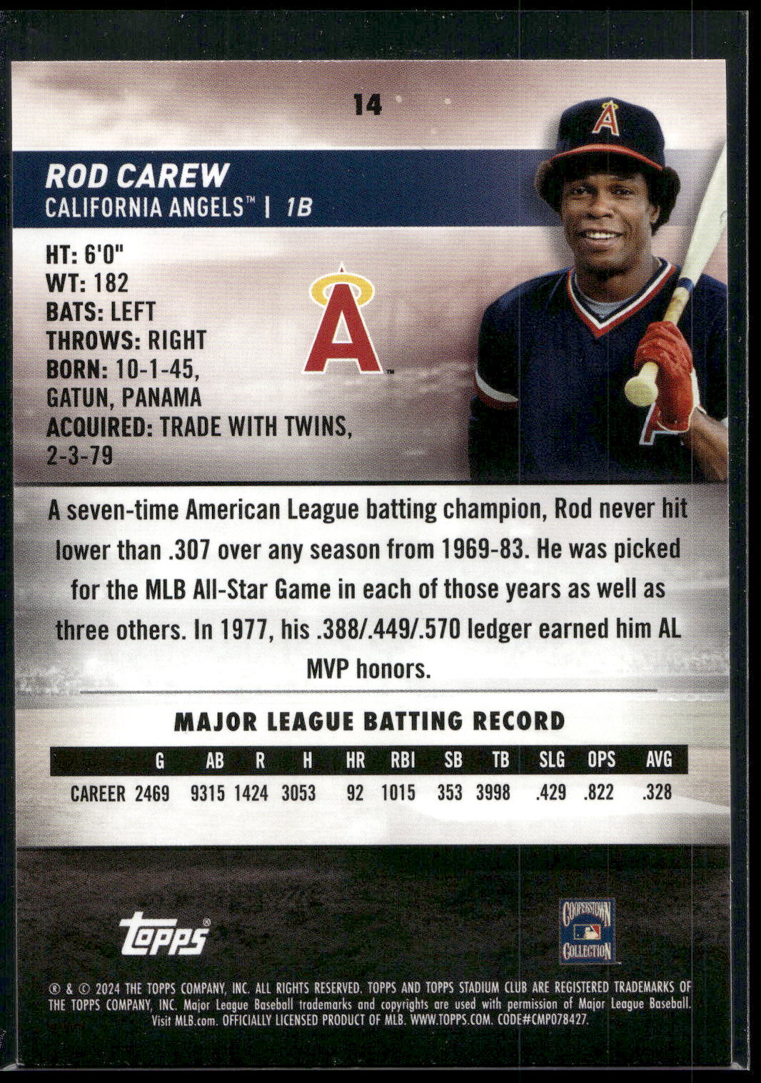 2024 Stadium Club #14 Rod Carew