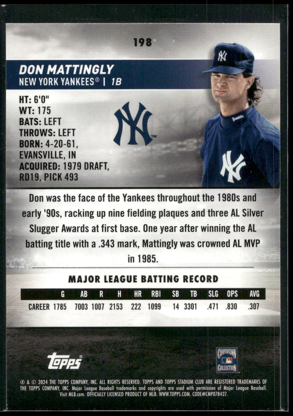 2024 Stadium Club #198 Don Mattingly