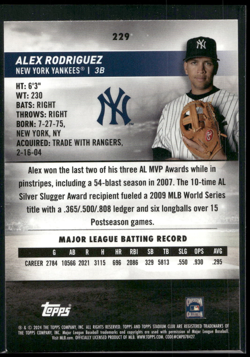 2024 Stadium Club #229 Alex Rodriguez
