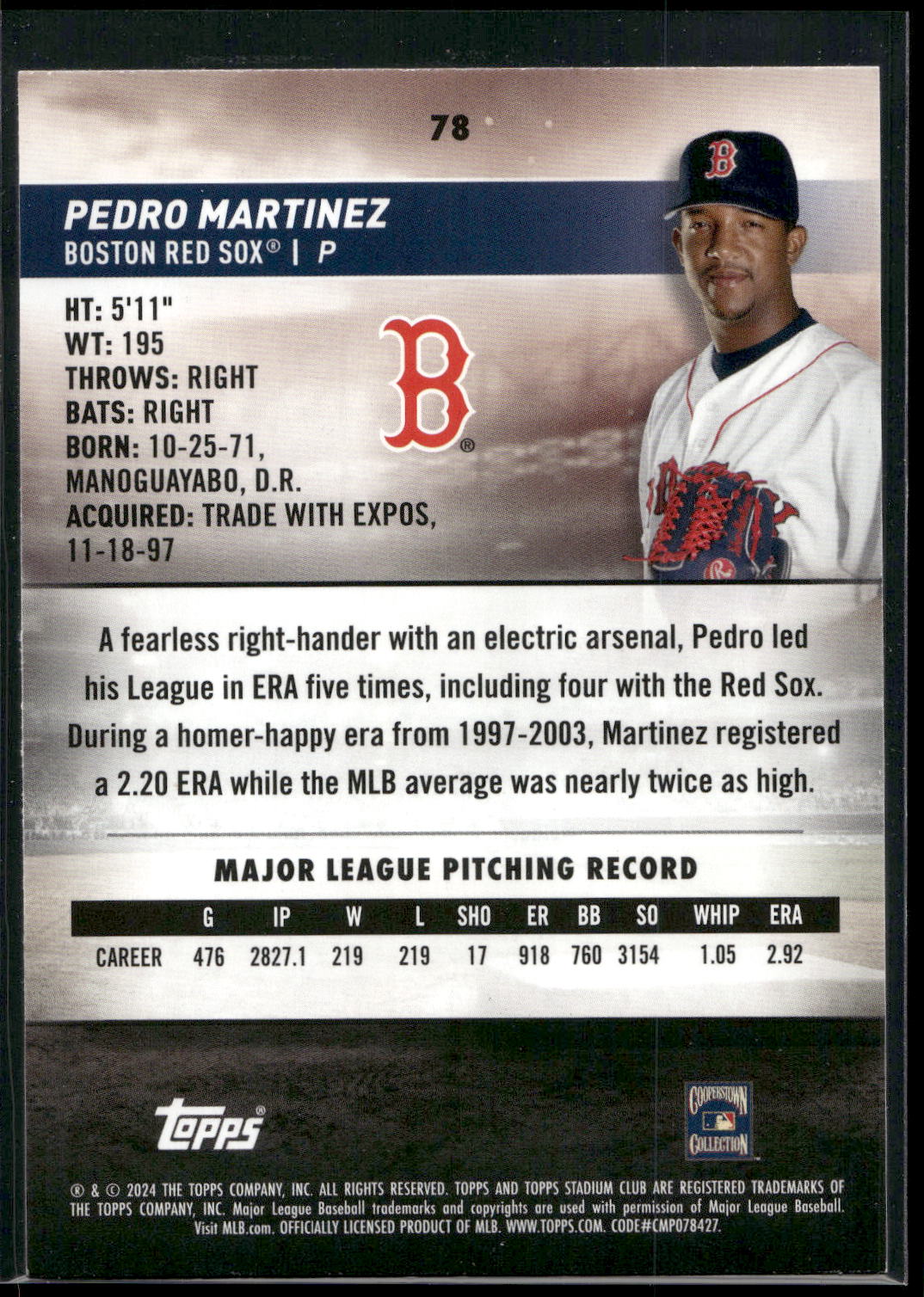 2024 Stadium Club #78 Pedro Martinez