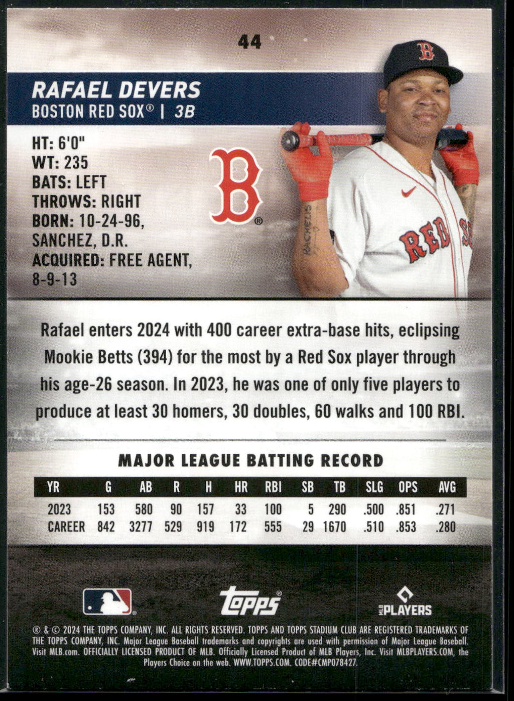 2024 Stadium Club #44 Rafael Devers