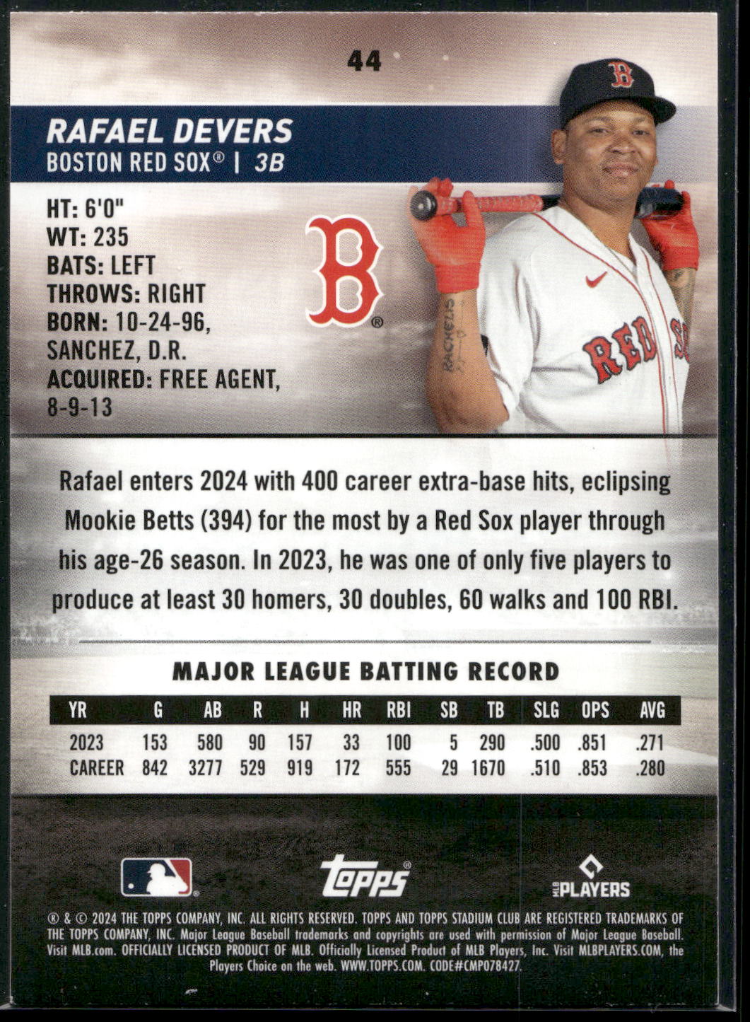 2024 Stadium Club #44 Rafael Devers