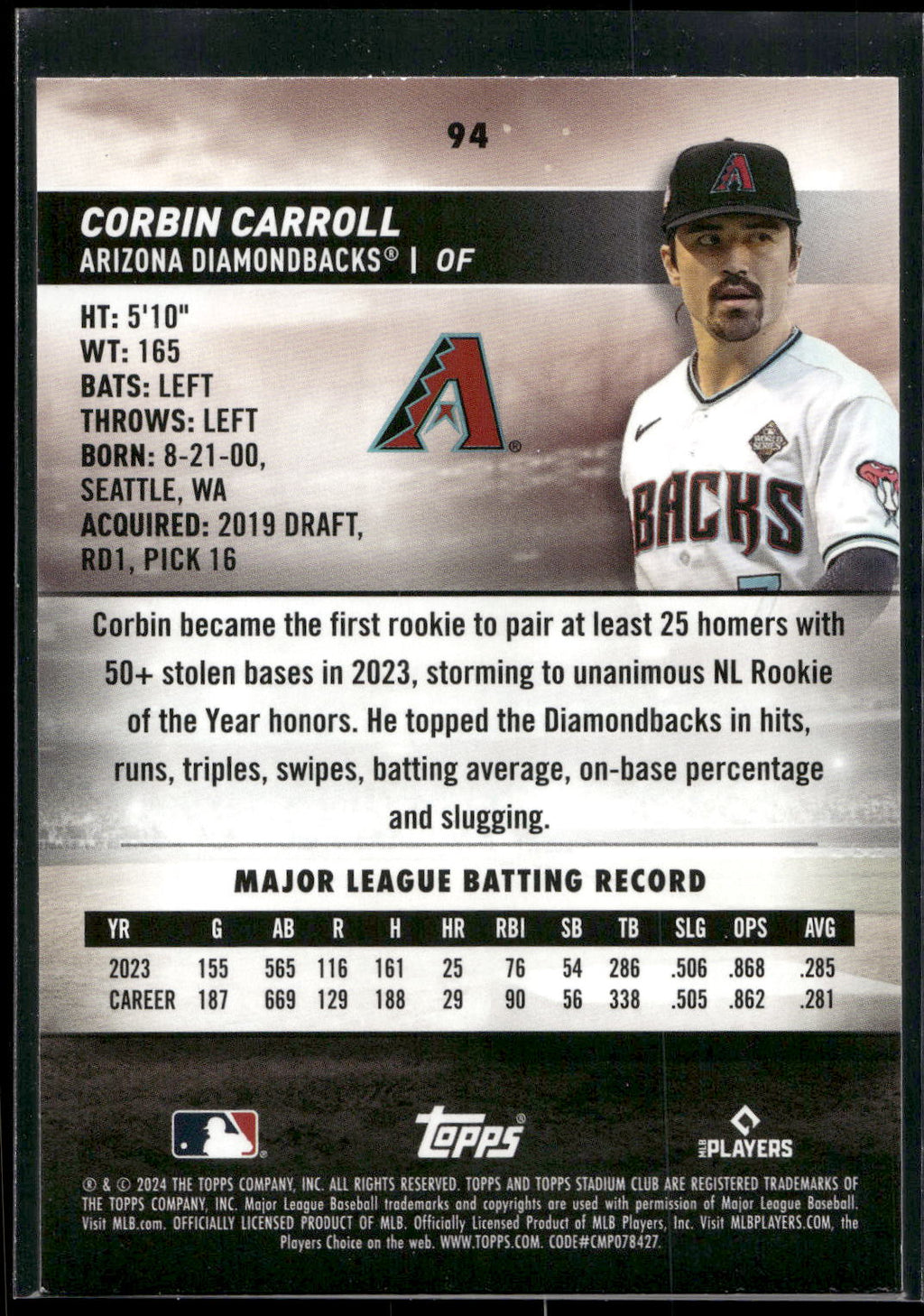 2024 Stadium Club #94 Corbin Carroll