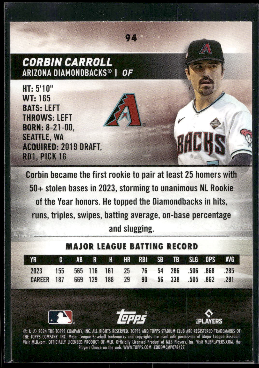 2024 Stadium Club #94 Corbin Carroll
