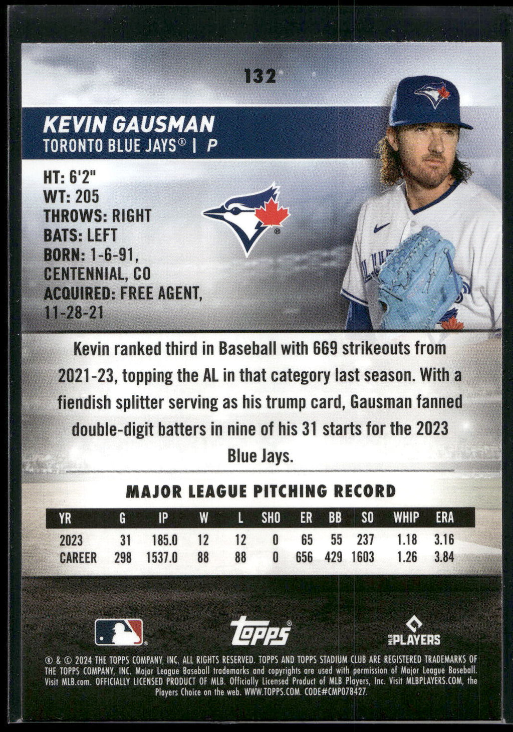 2024 Stadium Club #132 Kevin Gausman