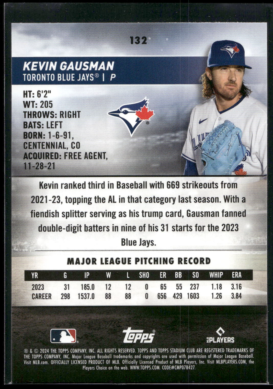 2024 Stadium Club #132 Kevin Gausman