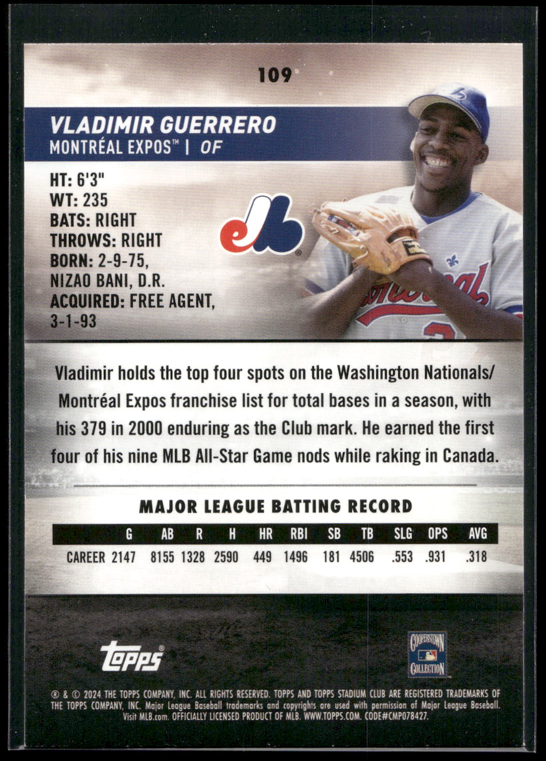 2024 Stadium Club #109 Vladimir Guerrero