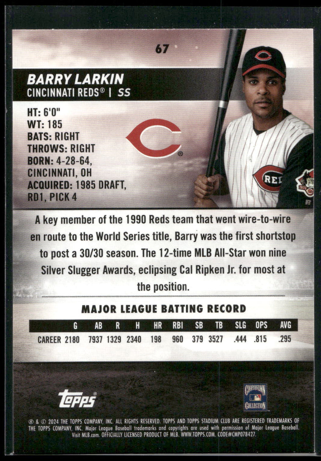 2024 Stadium Club #67 Barry Larkin