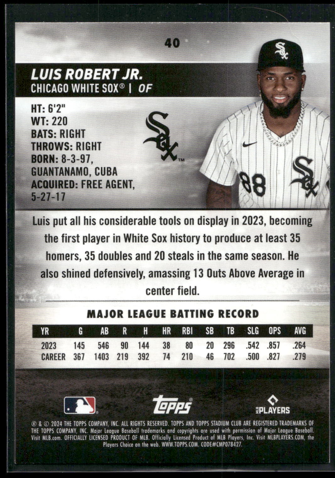 2024 Stadium Club #40 Luis Robert Jr.