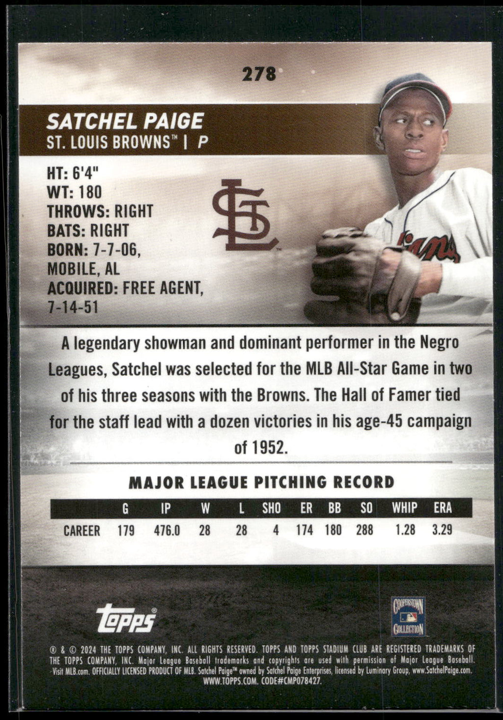 2024 Stadium Club #278 Satchel Paige