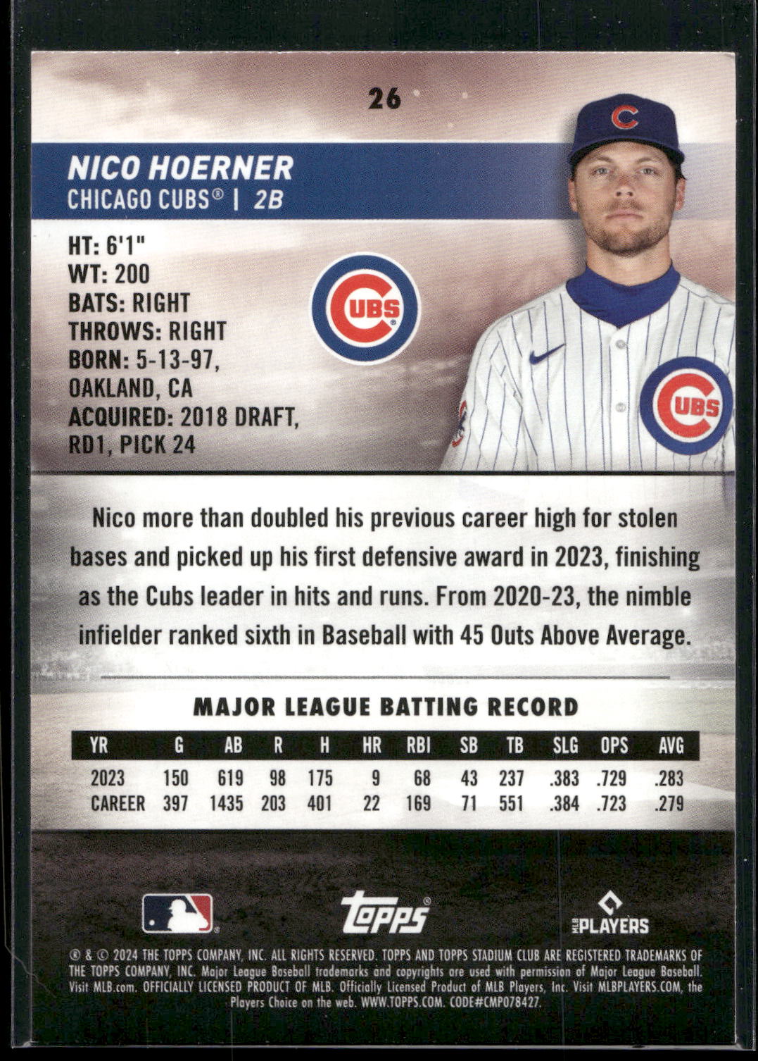 2024 Stadium Club #26 Nico Hoerner