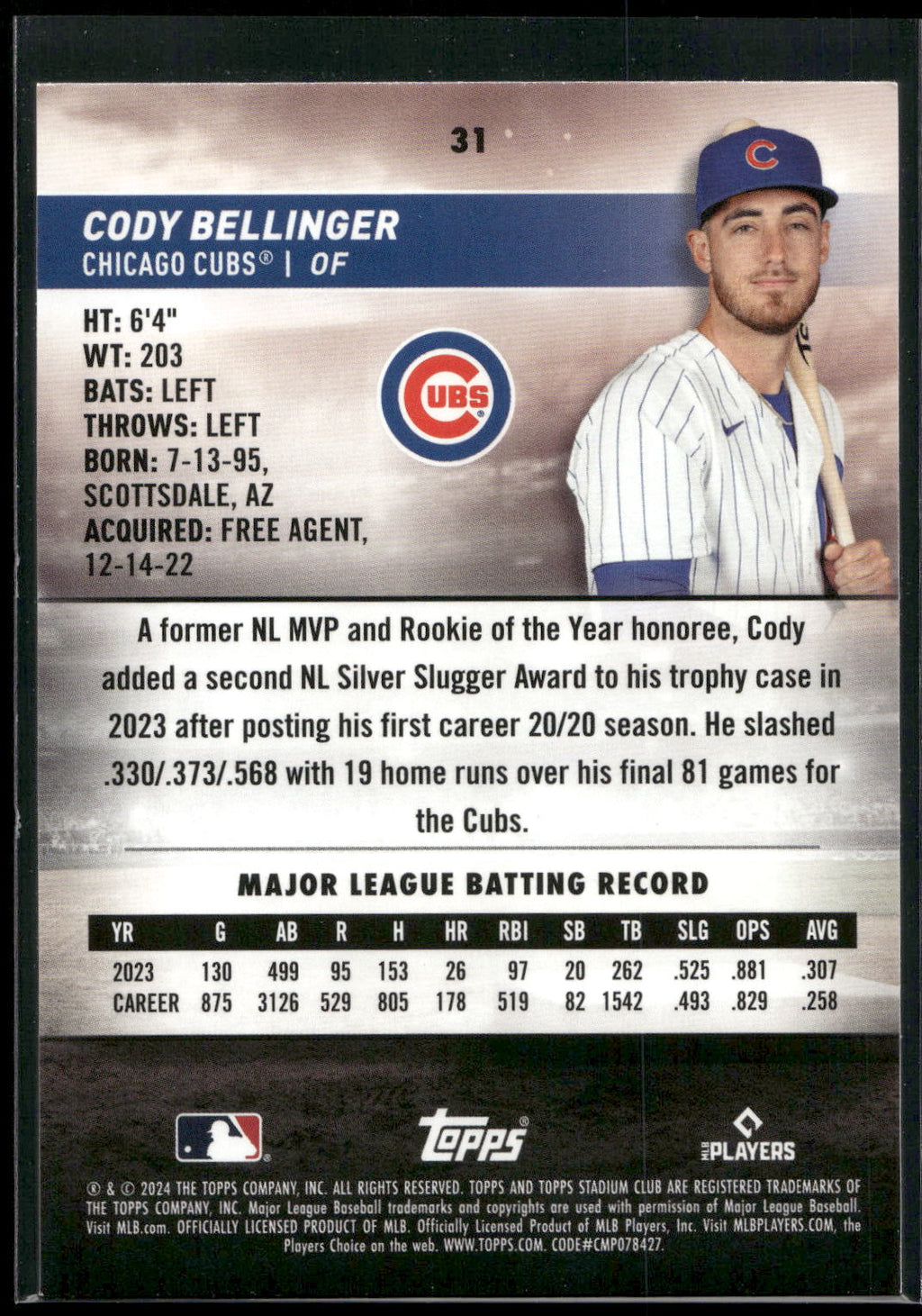 2024 Stadium Club #31 Cody Bellinger