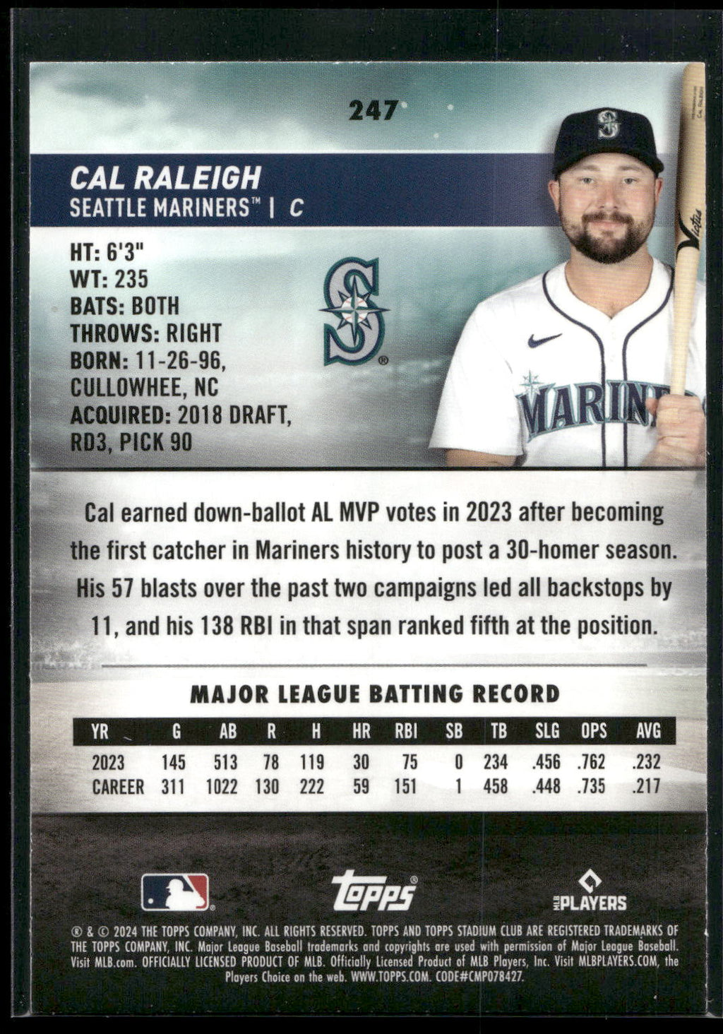 2024 Stadium Club #247 Cal Raleigh