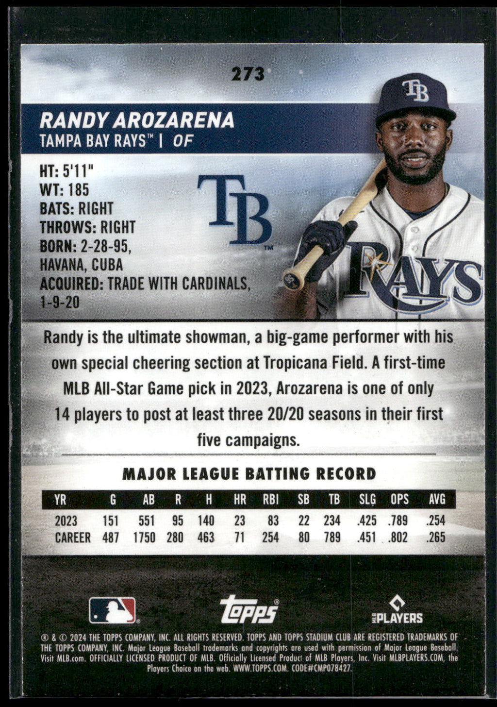 2024 Stadium Club #273 Randy Arozarena