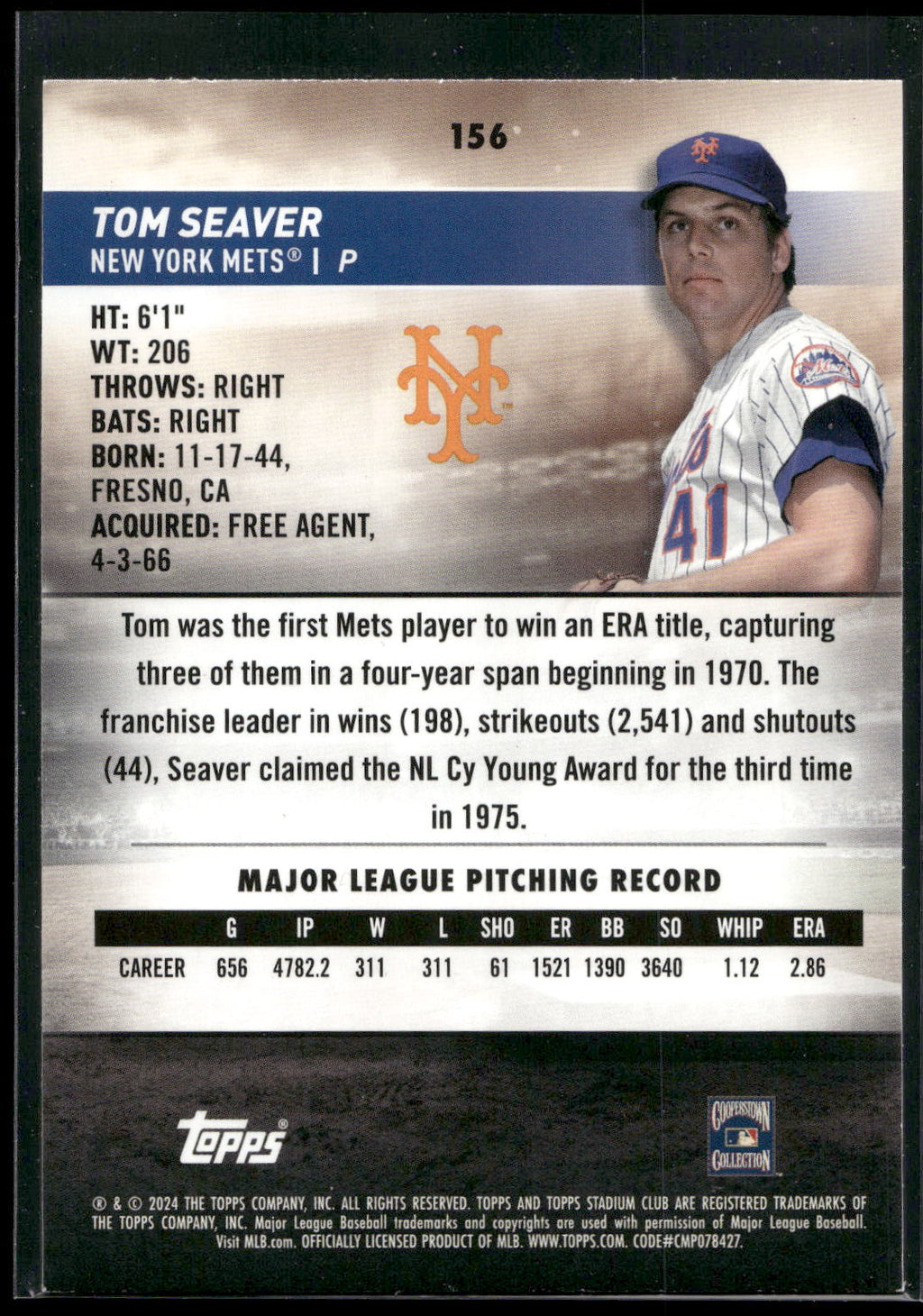 2024 Stadium Club #156 Tom Seaver