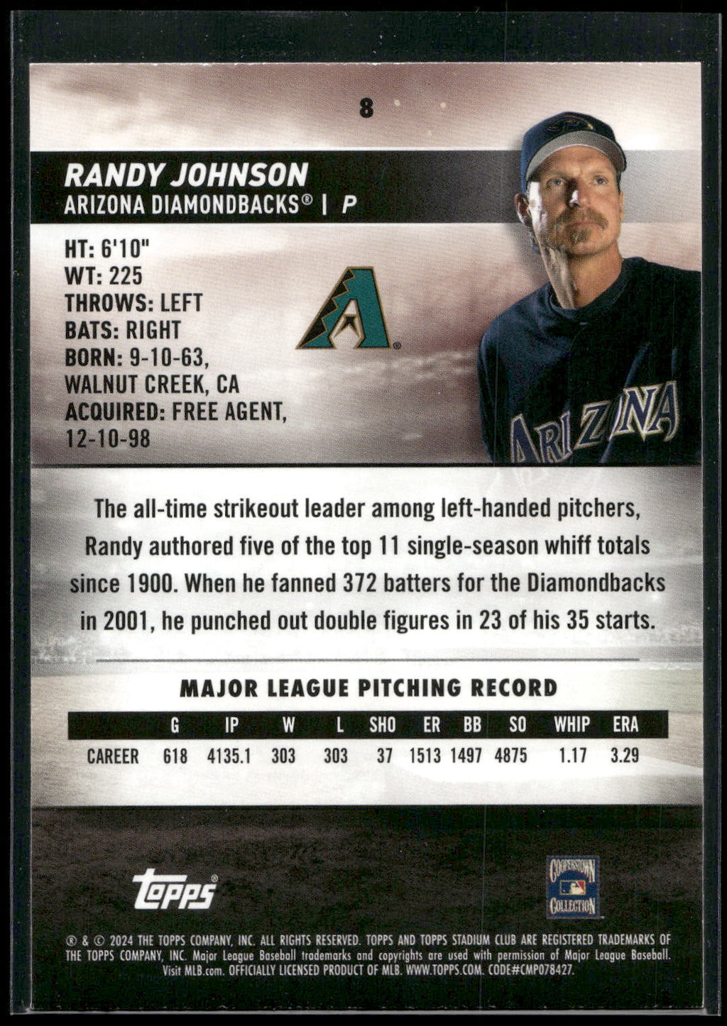 2024 Stadium Club #8 Randy Johnson