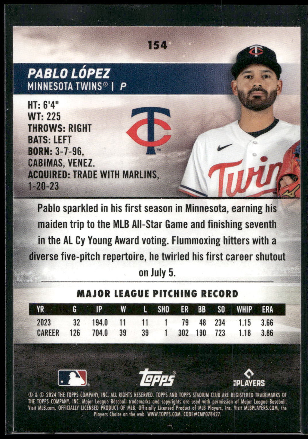 2024 Stadium Club #154 Pablo López